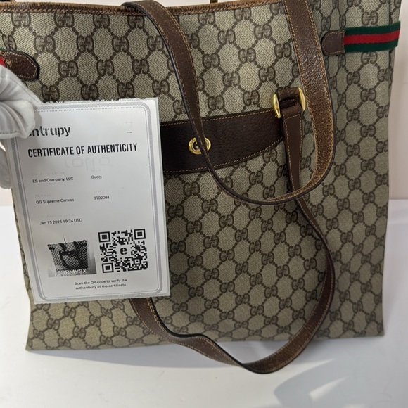 GUCCI Web Sherry Line Shoulder Tote Bag GG PVC, Vintage Authenticated - Picture 17 of 17